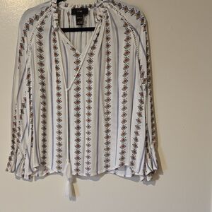 Flair Women's Geometric White Blouse